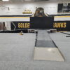 Temporary stage with ramps in the gymnasium at Mid Prairie High School in Wellman, IA