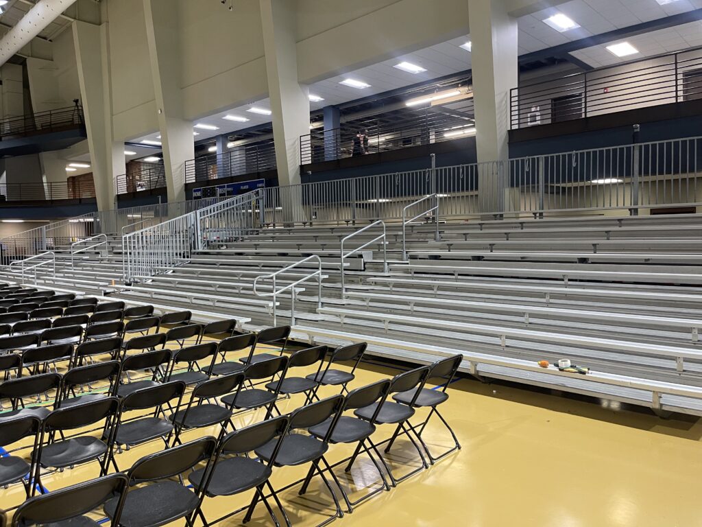 Two 45’ Towable Bleachers and 1,450 Black Chairs to William Penn University Graduation on the side.