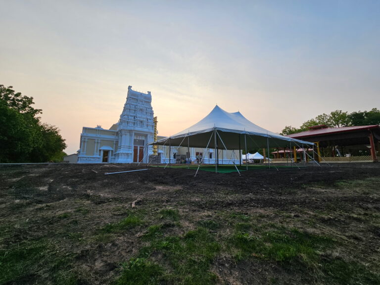 30' x 40' rope and pole tent at Quad City Hindu Temple in Rock Island, Illinois