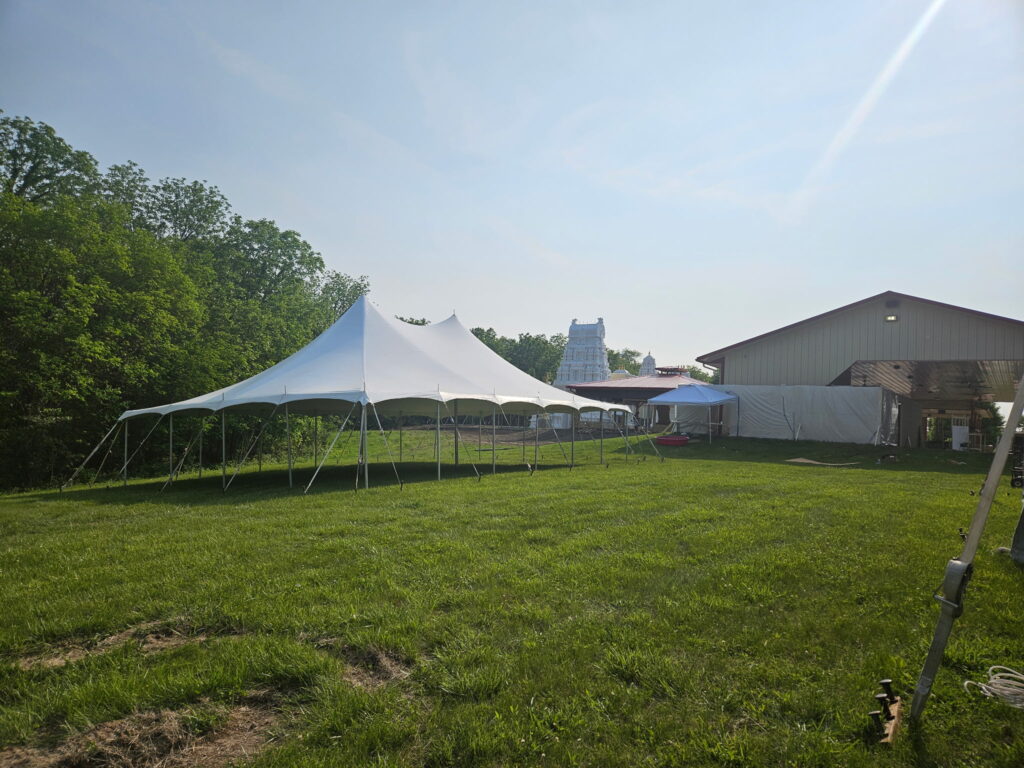 30' x 45' rope and pole tent at Quad City Hindu Temple in Rock Island, Illinois