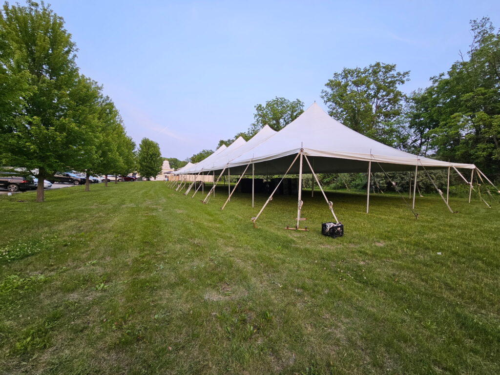 40' X 100' Freds S-Series (5-pc Top) Tent used as a dining tent at Quad City Hindu Temple in Rock Island, Illinois