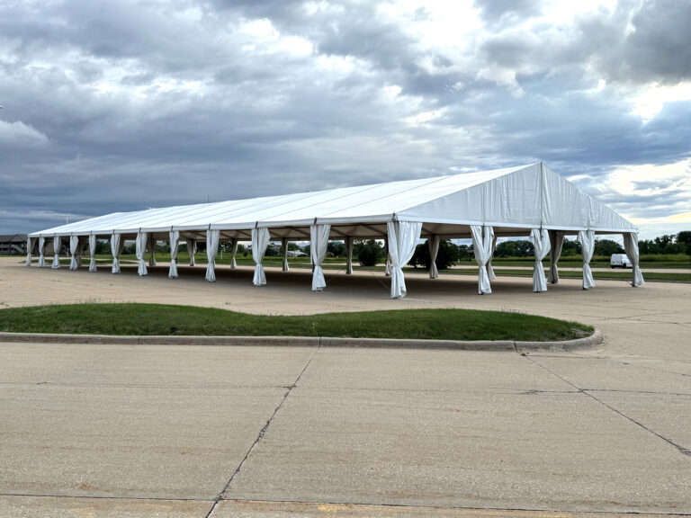 60' x 182' Temporary Tent Structure (18m x 55m Losberger Clearspan) at Transamerica in Cedar Rapids, Iowa