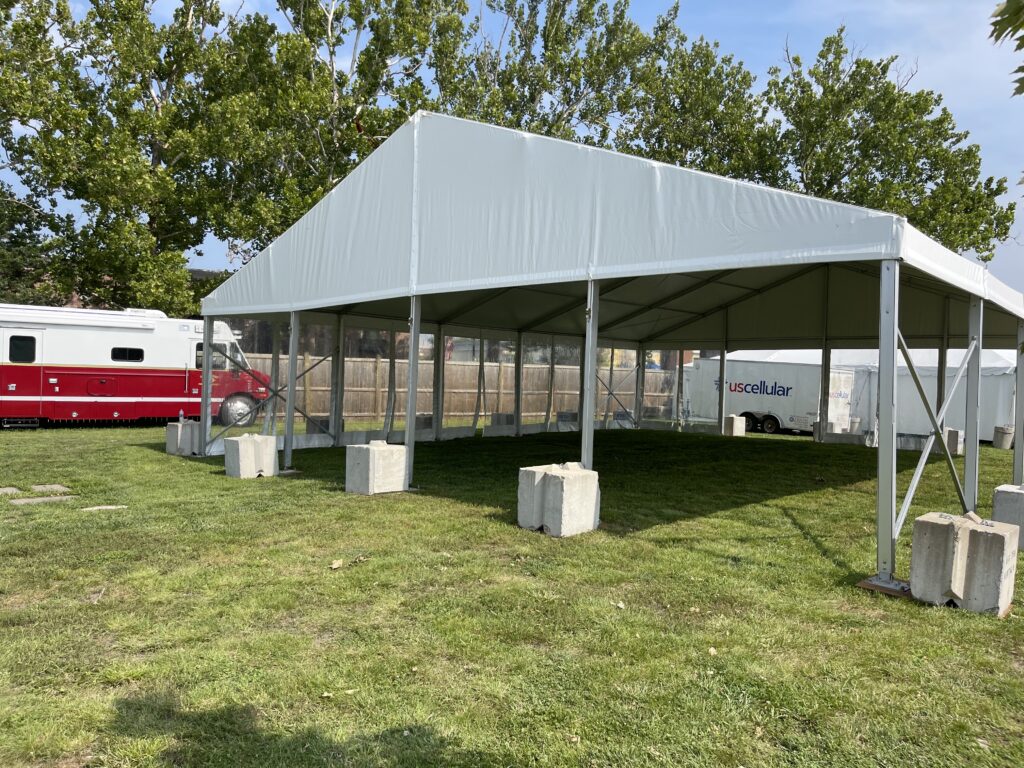 End of the 40' x 50' Liri A-Frame Event Tent at the Iowa State Fair in Des Moines, Iowa
