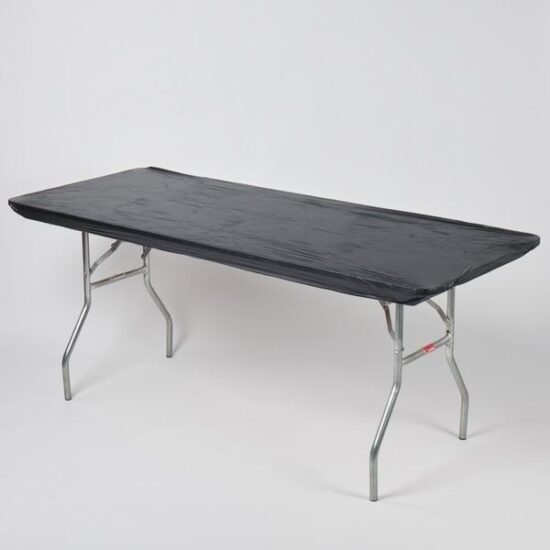 Black - 6' x 30" Banquet Kwik-Cover (Reusable and Disposable) - table