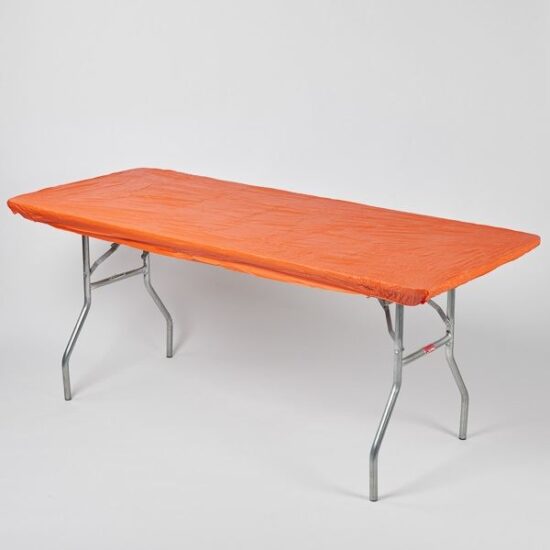 Orange - 6' x 30" Banquet Kwik-Cover (Reusable and Disposable) - table