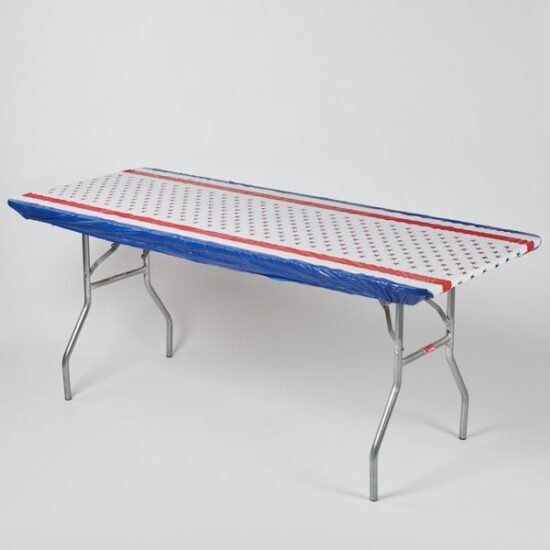 Patriotic - 6' x 30" Banquet Kwik-Cover (Reusable and Disposable) - table