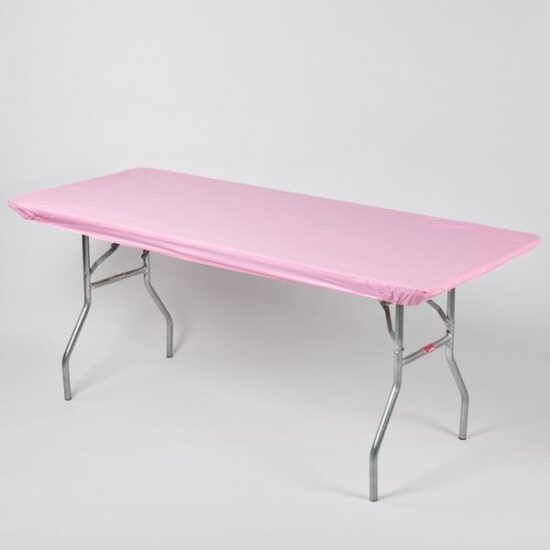 Pink - 6' x 30" Banquet Kwik-Cover (Reusable and Disposable) - table