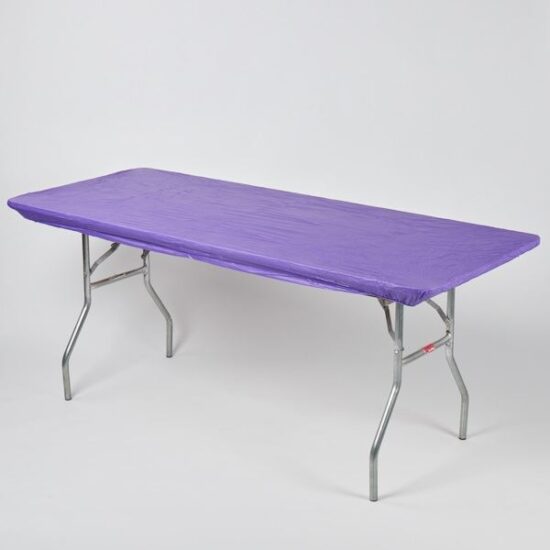 Purple - 6' x 30" Banquet Kwik-Cover (Reusable and Disposable) - table