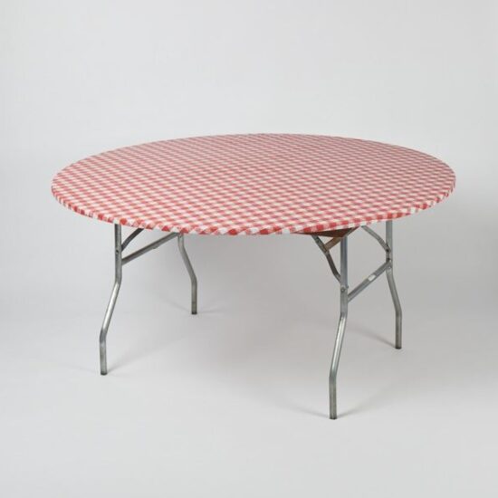 Red Gingham - 60" Round Table Kwik-Cover (Reusable and Disposable) - table