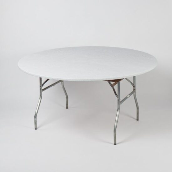 White - 60" Round Table Kwik-Cover (Reusable and Disposable) - table