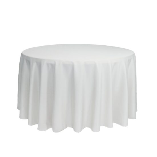 White - 84" Round Tablecloth