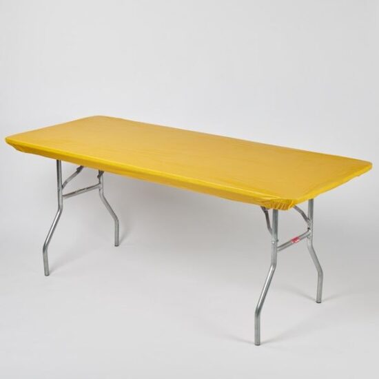 Yellow - 6' x 30" Banquet Kwik-Cover (Reusable and Disposable) - table