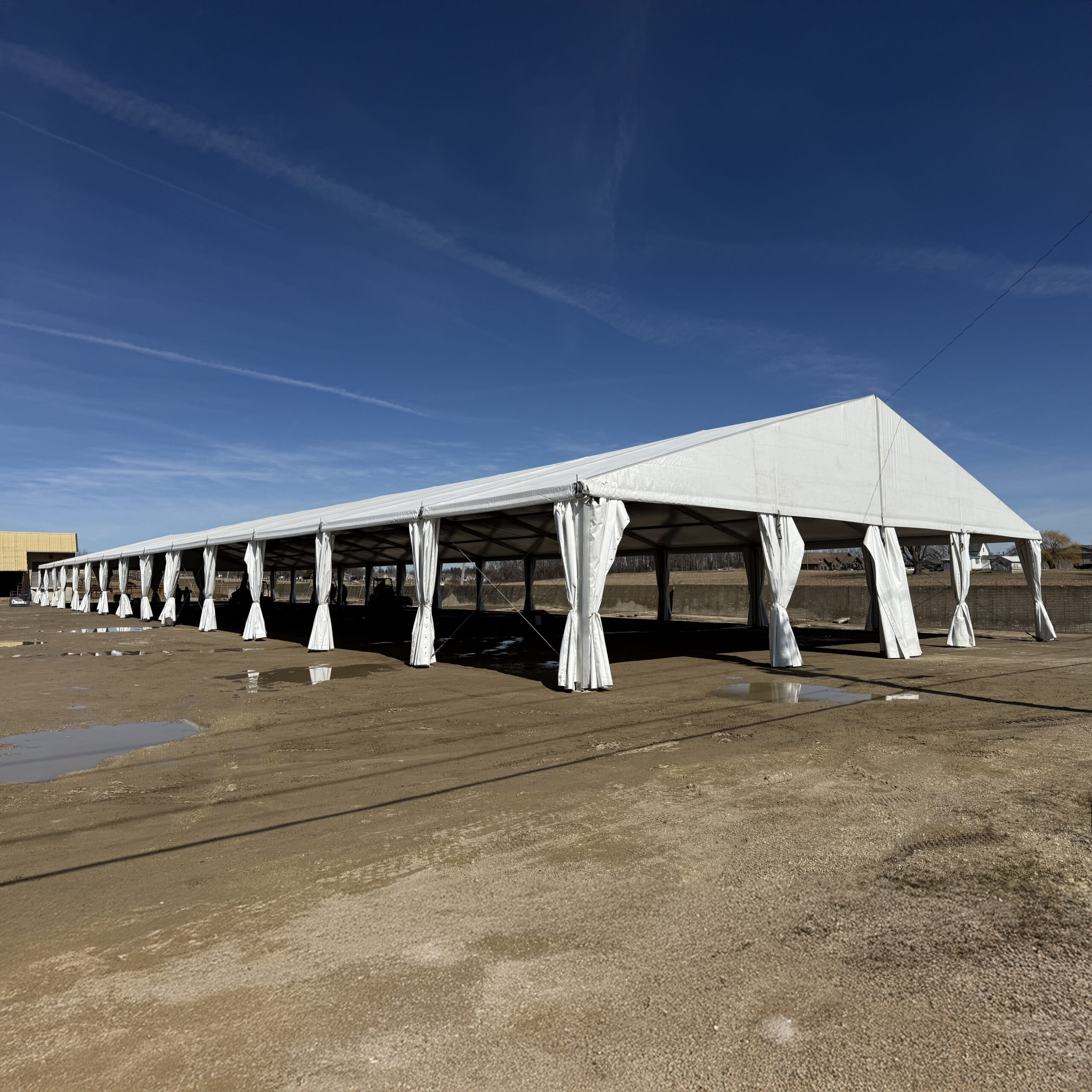 60' x 230' (18m x 70m) Losberger Clearspan Tent at Waverly Midwest Horse Sale in Waverly, Iowa at Waverly Sales Co.