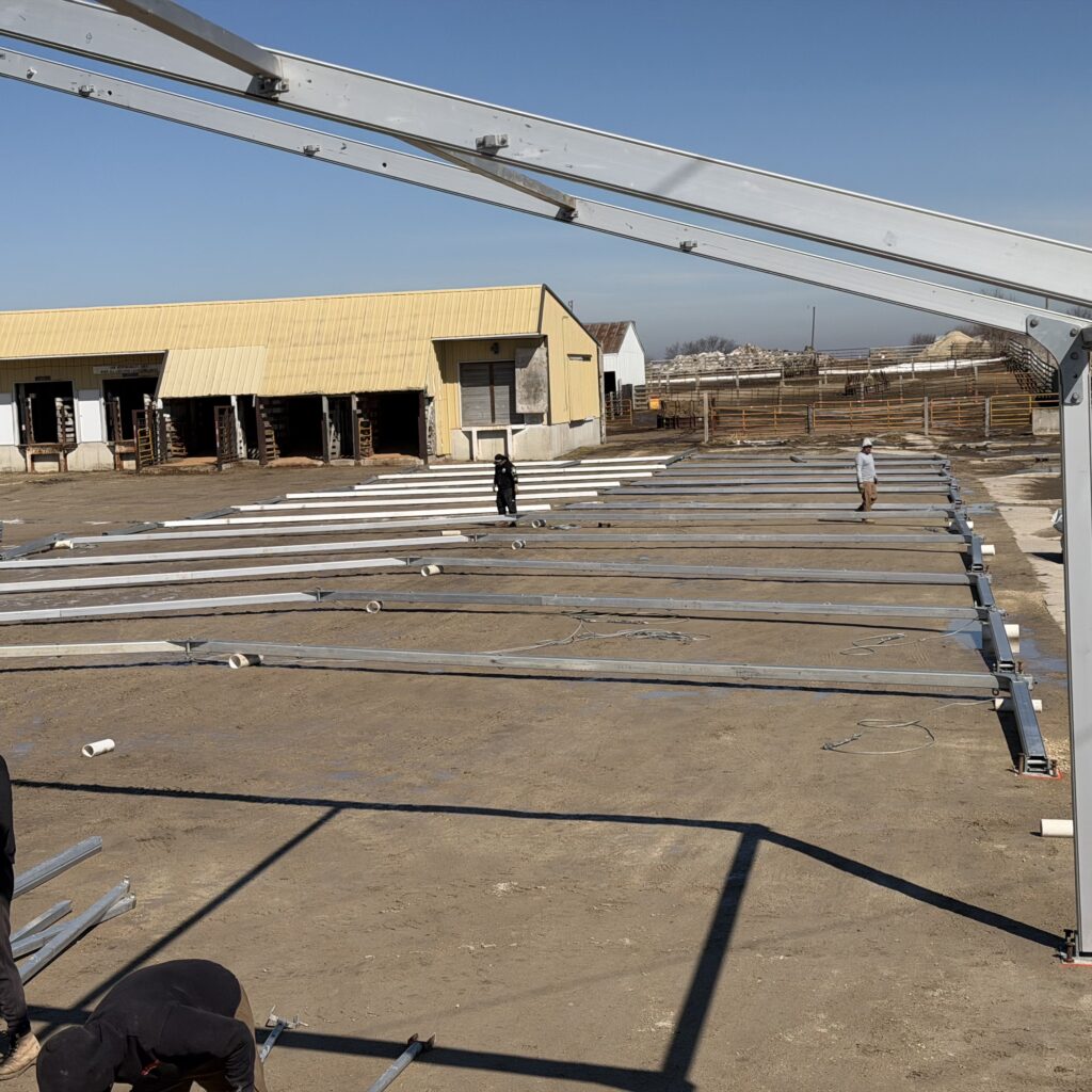 Big Ten Rentals crew setting up the 60′ x 230′ (18m x 70m) Losberger clearspan event structure