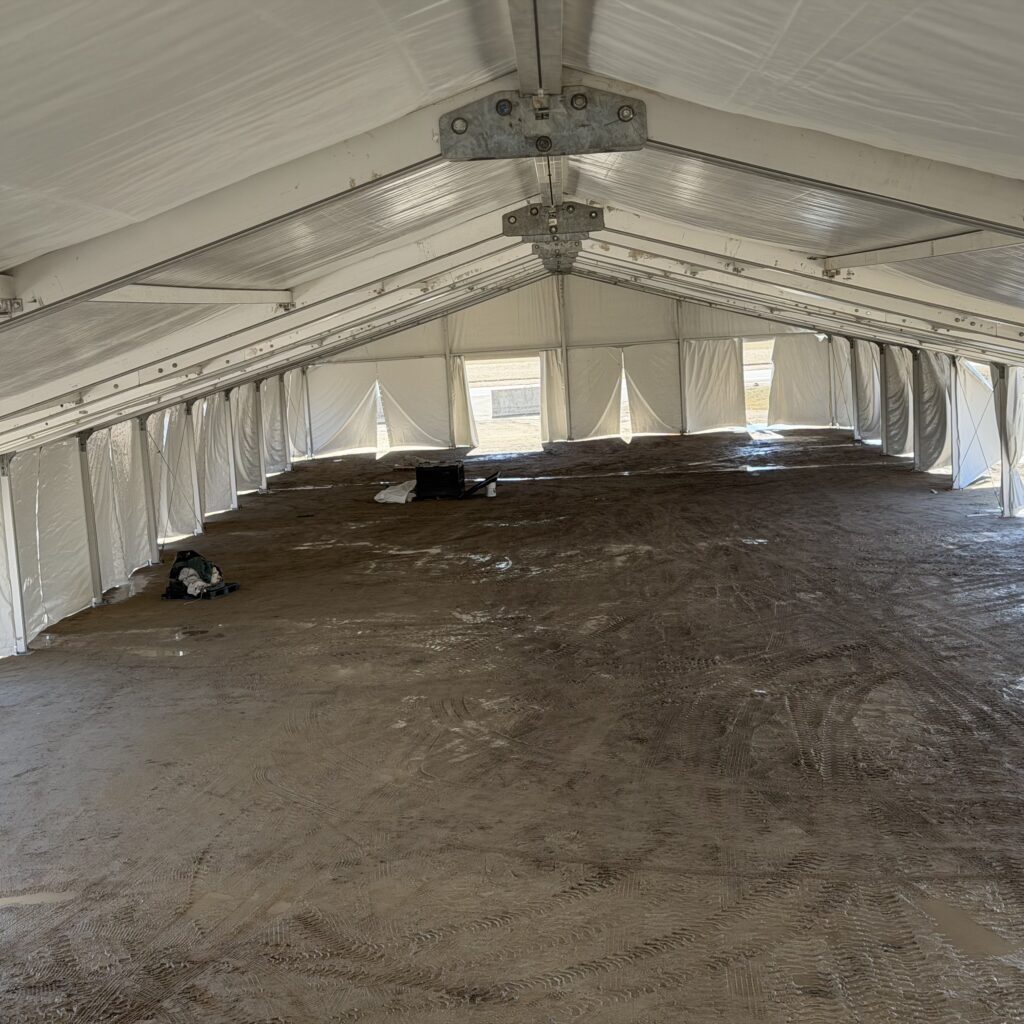 From the apex of the 60′ x 230′ (18m x 70m) Losberger clearspan event structure