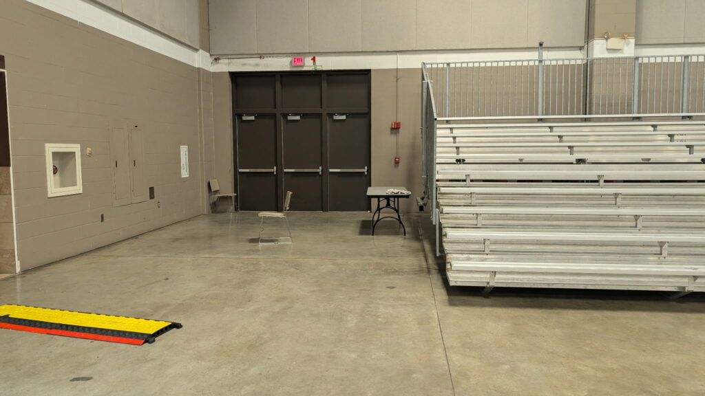 Temporary Bleachers for the 2026 USA Gymnastics event at RiverCenter in Davenport, Iowa