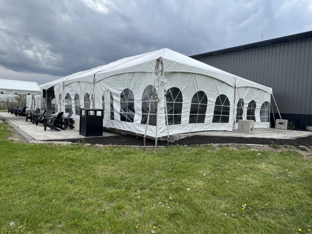 30′ x 75′ frame tent with blocks.