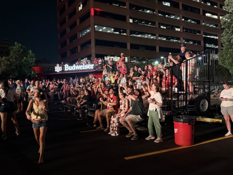 Spectators on our 7-row towable bleachers for Budweiser’s 150th Anniversary Celebration in St. Louis, Missouri