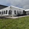 Tent sidewall French windows on the 30′ x 75′ frame tent.