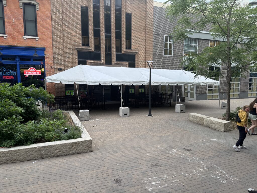 15′ x 45′ Frame Event Tent at DC’s Sports Bar in Iowa City, IA.