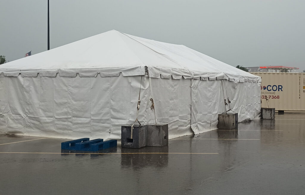 20' x 40' Frame Tent and Tables for a TNT Fireworks in Plateville, Wisconsin