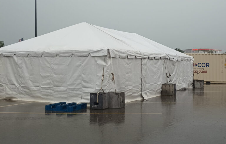 20' x 40' Frame Tent and Tables for a TNT Fireworks in Plateville, Wisconsin