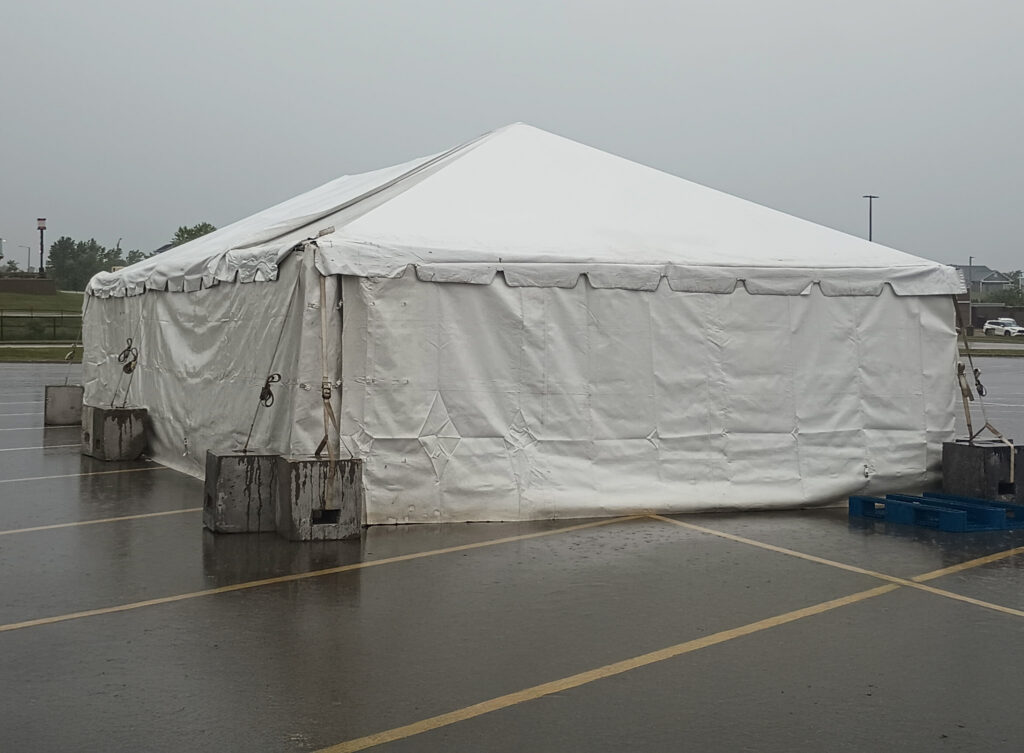 20' x 40' Frame Tent and Tables for a TNT Fireworks in Plateville, Wisconsin (end)