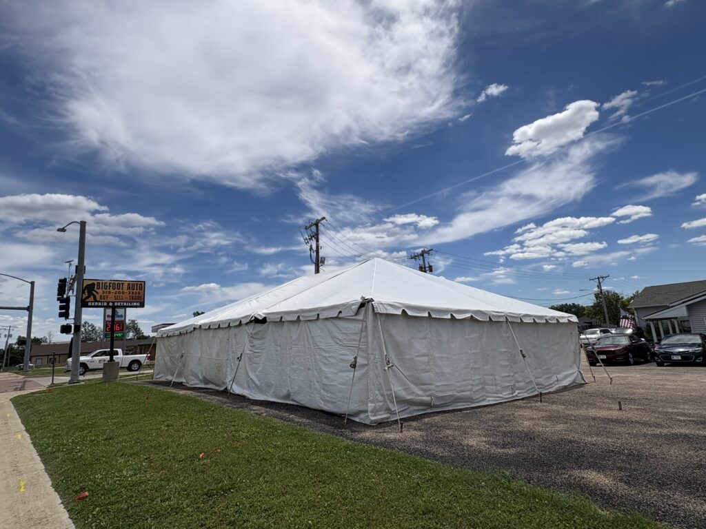 30' x 45' Frame Tent and tables in Hiawatha, Iowa for Cornelier Fireworks