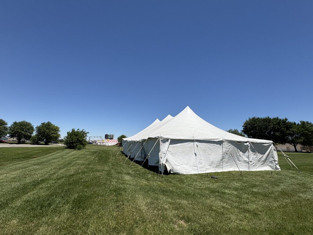30' x 60' Rope and Pole tent in Galesburg, Illinois for Cornellier Fireworks (by another tent)