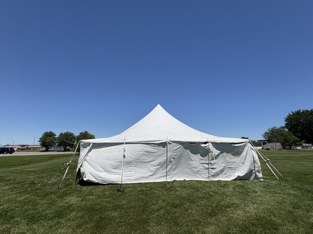 30' x 60' Rope and Pole tent in Galesburg, Illinois for Cornellier Fireworks (end)