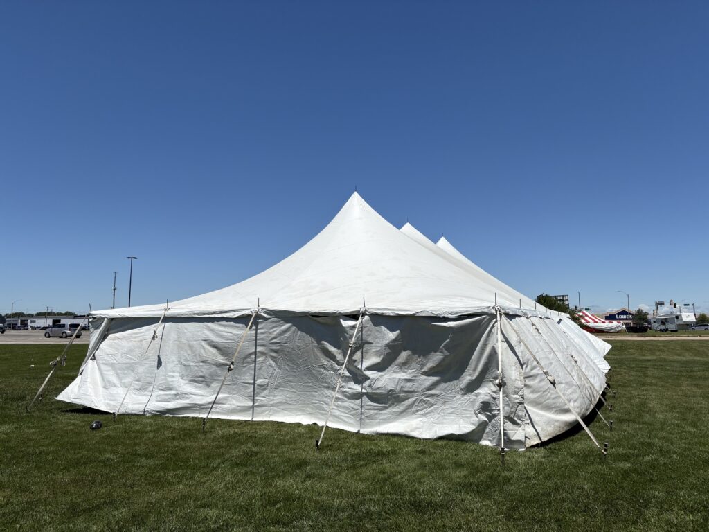 30' x 60' Rope and Pole tent in Galesburg, Illinois for Cornellier Fireworks (end and corner)