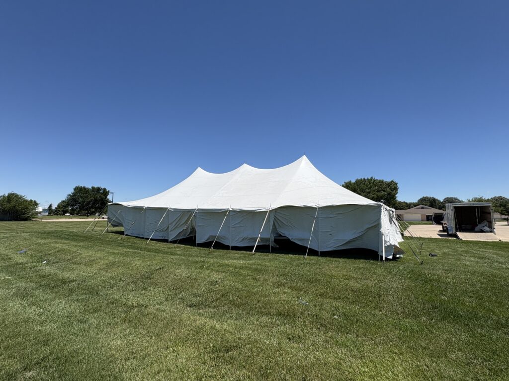 30' x 60' Rope and Pole tent in Galesburg, Illinois for Cornellier Fireworks (side)