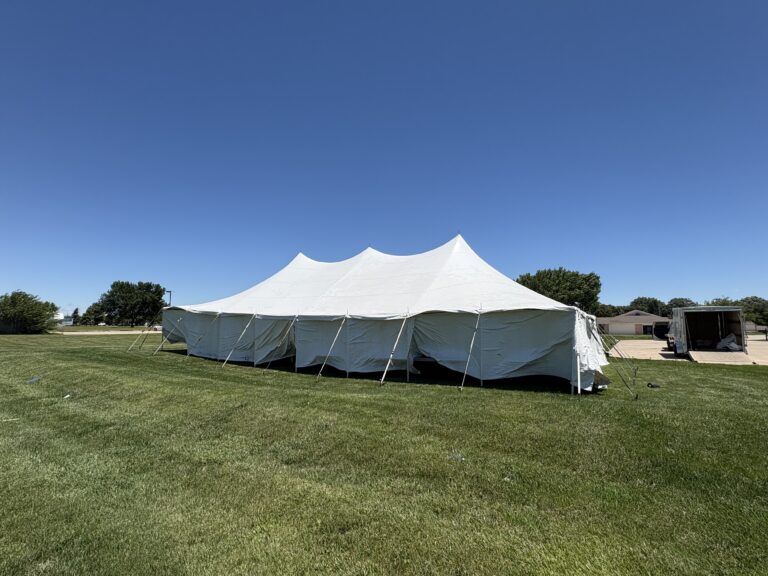 30' x 60' Rope and Pole tent in Galesburg, Illinois for Cornellier Fireworks (side)