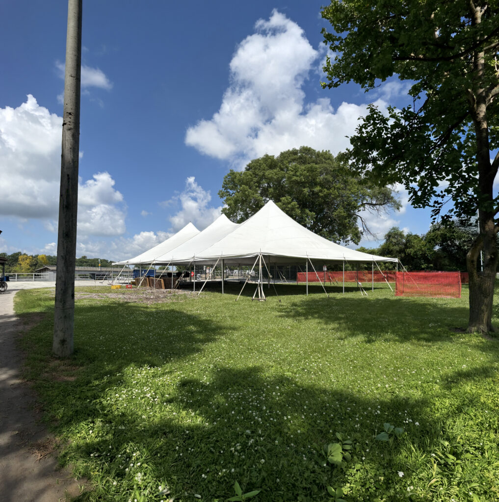 40' x 80' Freds Rope and Pole event tent at Cedar Basin Music Festival in Cedar Falls, Iowa.
