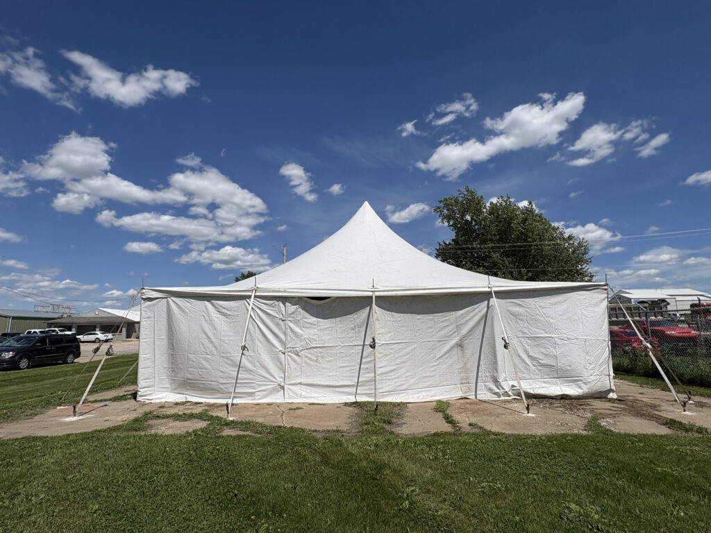End of the 30' x 40' Rope and Pole Tent in Marion, Iowa for Cornellier Fireworks