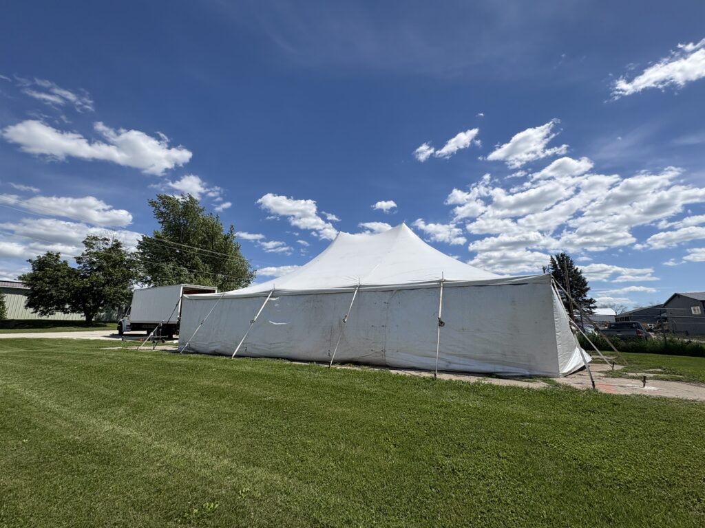 Side of 30' x 40' Rope and Pole Tent in Marion, Iowa for Cornellier Fireworks