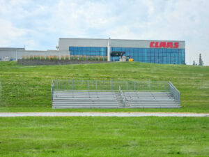 45' Towable Bleacher for a Corporate Event for 402 Events at CLAAS of America building in Omaha, Nebraska