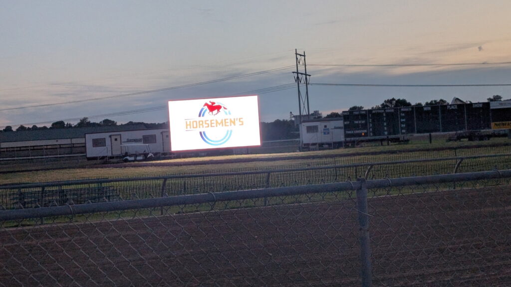 Horsemen’s Park Digital Screen and Scoreboard at Sunset