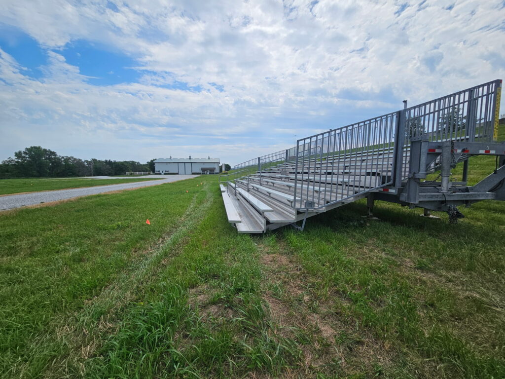 The side of the 45' Towable Bleacher for a Corporate Event in Omaha, Nebraska