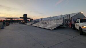 Two 45' towable bleachers installed trackside at Horsemen’s Park in Omaha, Nebraska
