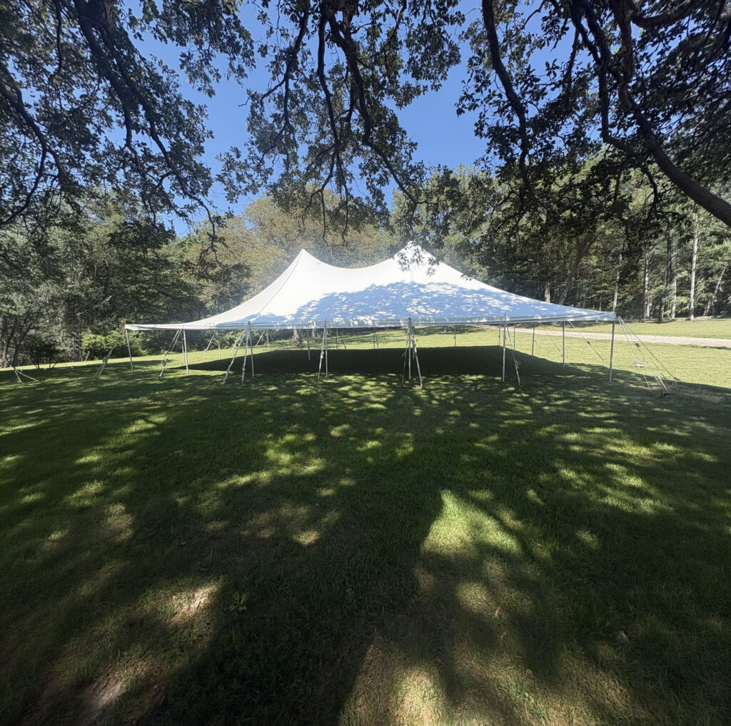 40' x 60' Fred's Rope and Pole Event Tent in Letts, Iowa for a Backyard Wedding