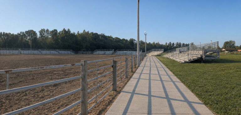 Towable Bleachers at Liberty Field rodeo arena in Pacific, Missouri